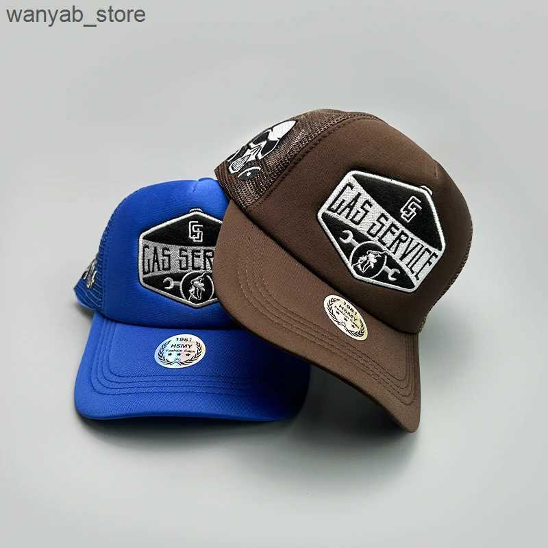 Ball Caps Gas Letter Embroidered Baseball Hat New Neutral Hip Hop Breathable Personal Sunshade Net Version Street Fashion Truck Hat L240910