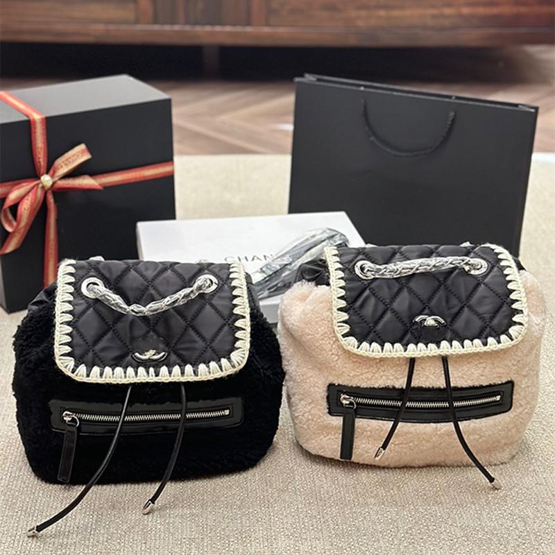 Designer Backpack Womens Tech Fleece Plush Backpacks Splicing Classic Simplicity and Durability Daypack Contrast Color Cute Rucksack