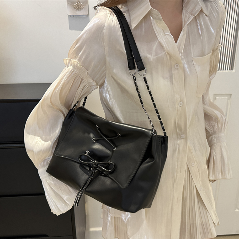 Women Fashion Underarm Bag Large Capacity Bow Flap Shoulder Bag Stylish Messenger Bag Chic Hobo Bag for Outdoor Travel