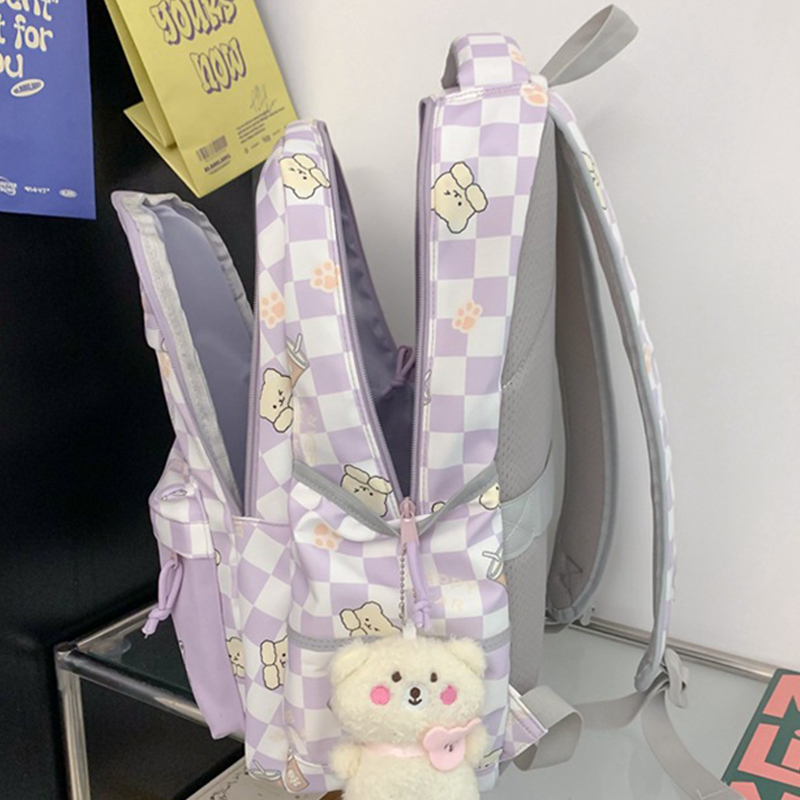 Preppy Schoolbag 2023 New Style Plaid Simple Backpack Large Capacity Junior High School Students Leisure Backpack
