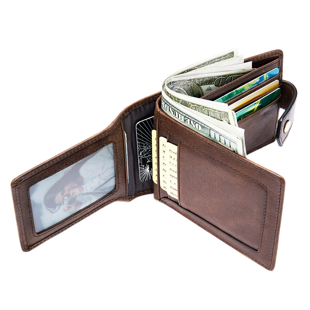 100% Genuine Leather Men Wallet Vintage Fashion Cowhide Card Holders Coin Pocket Bag Large Capacity Purse High Quality Gift