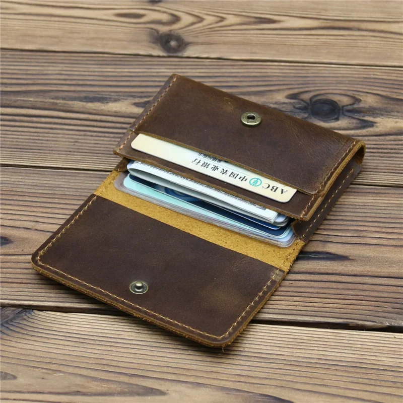 Vintage Leather Top Layer Cowhide Men's Card Bag Driver's License Leather Case Organ Credit Bank Card Bag Zero Wallet Purse