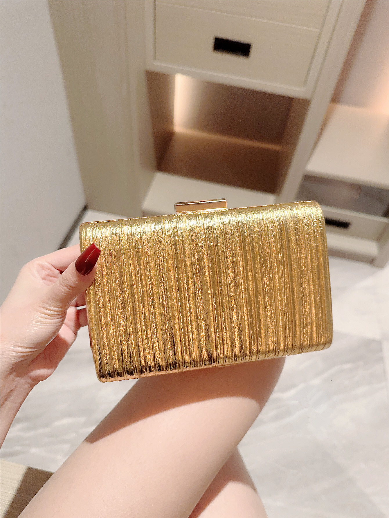 New High-end Banquet Tote Bag With Metal Brushed Texture For Women's Banquet Dress Wallet