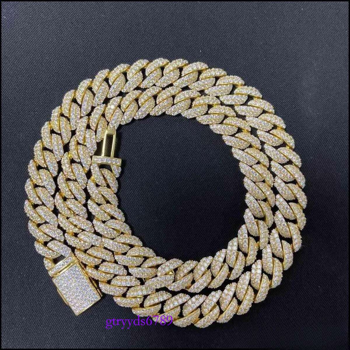 Pendant Necklaces 18Inch 10Mm Sterg Sier Setting Iced Out Moissanite Dia Hip Hop Cuban k Chain Miami Necklace Jewelry D Dhhj4