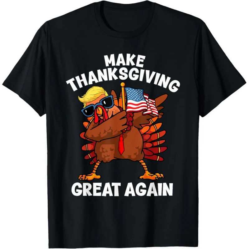 Thanksgiving American mens and womens short sleeved tops X241107