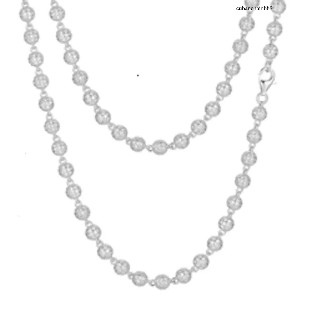 New Hip Hop Jewelry Rappers 5mm Sterg Sier VVS Moissanite Dia Iced Out Bead k Chain Necklace For Men