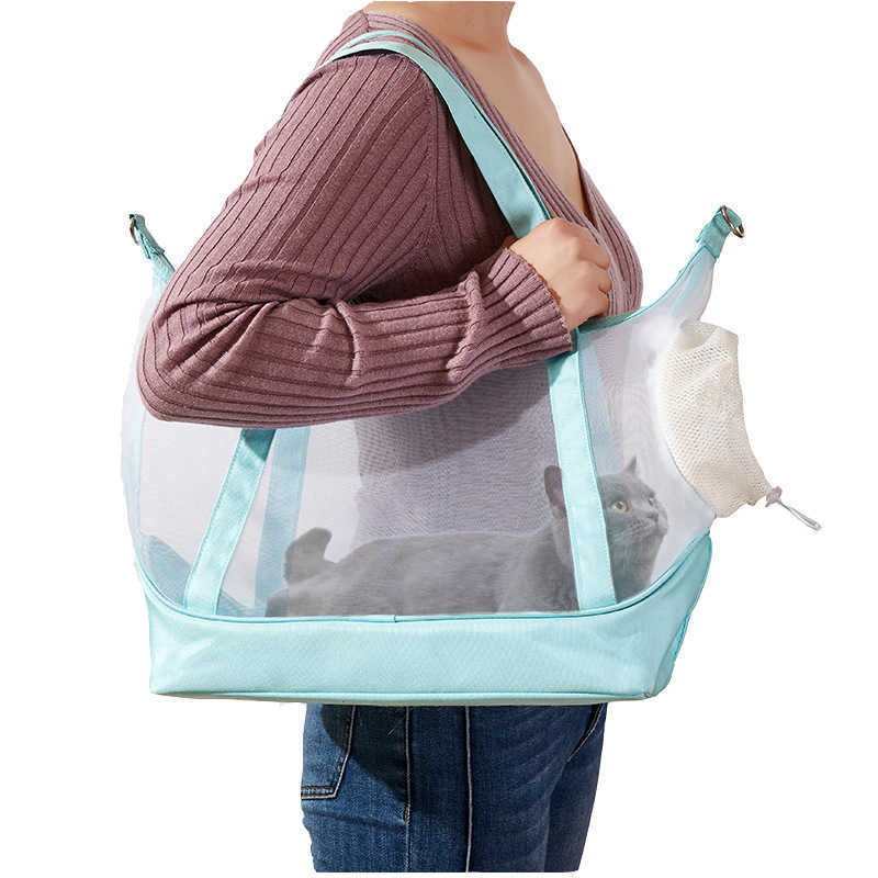 Nylon Mesh Cat Bag Mint Portable Pet Bag Transparent Breathable Handheld Cat Bag 241115