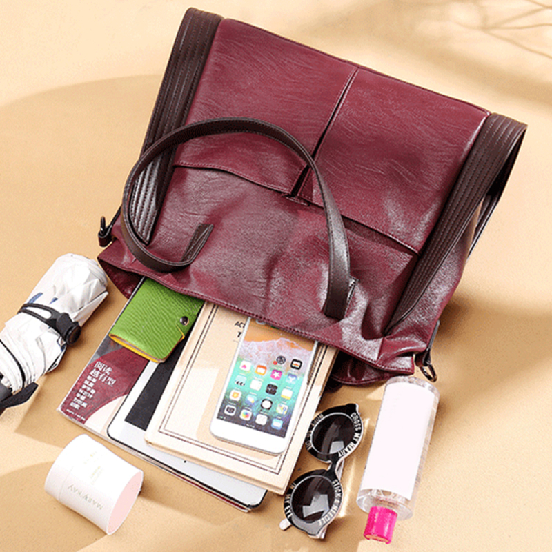 Large Capacity Handbags Women Soft Leather Shoulder Crossbody Bag Ladies Bucket Bags Retro Tote Luxury Satchel Handbag and Purse