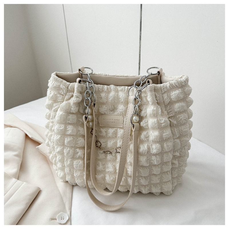 Women Shoulder Bag Quilted Padded Fashion Pleated Bubbles Cloud Shoulder Bags Large CapacityTote Bucket Designer Ruched Handbags