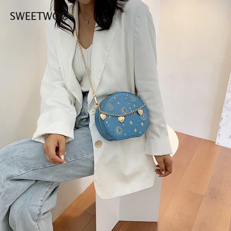 Fashion Starry Sky Round Bags Women Crossbody Bag Luxury Chain Circular Shoulder Bag Lady Small Embroidery Women's Handbag 2020