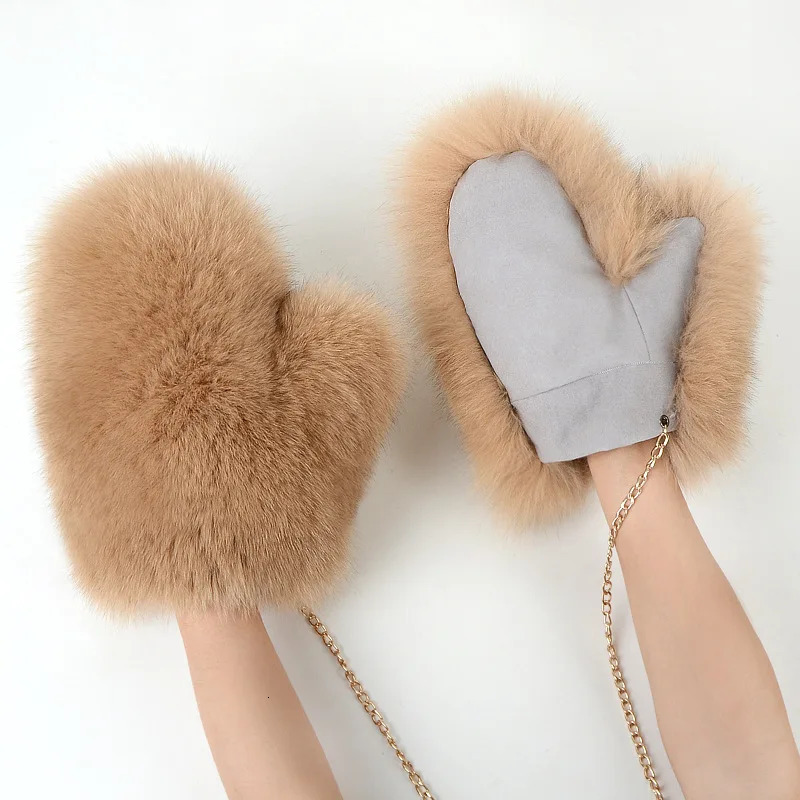 Girl Fashion True Fox Fur Gloves Winter Womens Natural True Fox Fur Gloves Warm 100% Genuine Fox Fur Gloves 241106