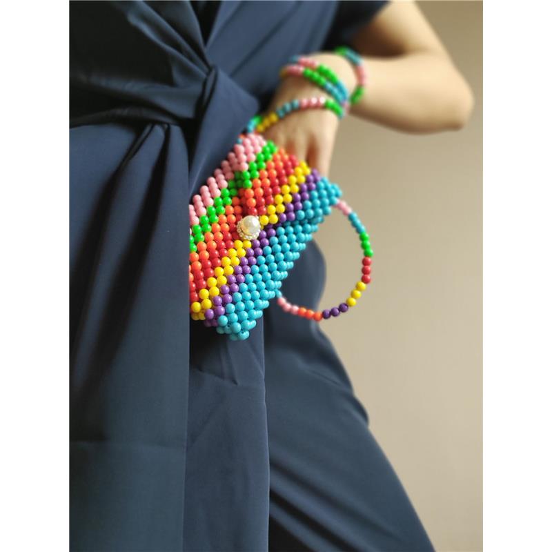 18.5x9CM Acrylic Candy Rainbow Fancy Bead Bag Mini bag a5960