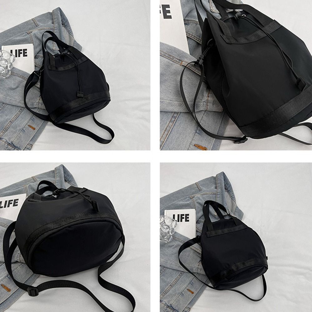 Simple Canvas Nylon Drawstring Bucket Bag Crossbody Bag Large Capacity Shoulder Bag Outdoor Bag Handbag Girls
