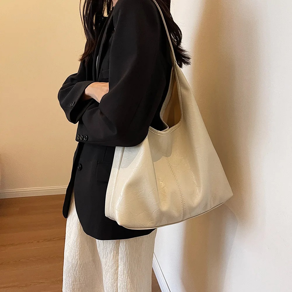 New Soft PU Leather Shoulder Bag for Women Wedding Totes Luxury Commuter Underarm Bag Bolso Mujer Fashion Large Capacity Handbag