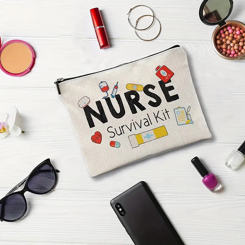 Cartoon Print Canvas Makeup Clutch Toiletries Organize Zipper Travel Wash Pouch Cosmetic Bag Female Make Up Bags