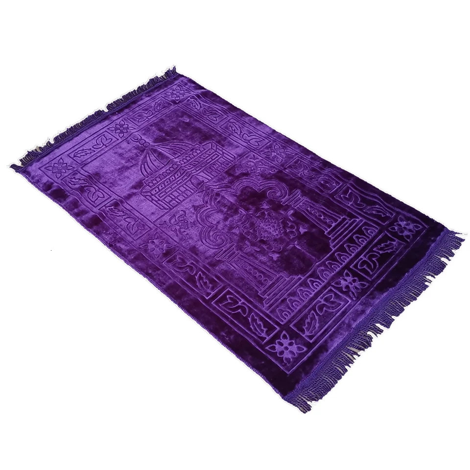 Prayer Rug Sajjadah Embroidery Islamic Muslim Tassel Tapestry Decoration Janamaz Eid Gift Super Soft Thin Mat 110x65cm 241107