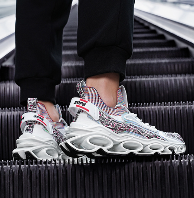 Men's Sports Shoes: Breathable Mesh Fly Woven Comfort Running Sneakers, Black/Beige/White, 2024 New 835e