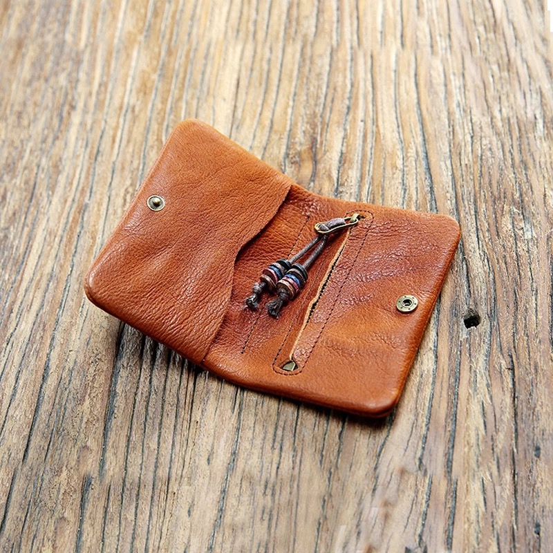 SOUTH GOOSE Genuine Leather Short Wallets For Men Women Coin Purses Card Holder Male Rrtro Handmade Wallet Lady Smart Money Bag
