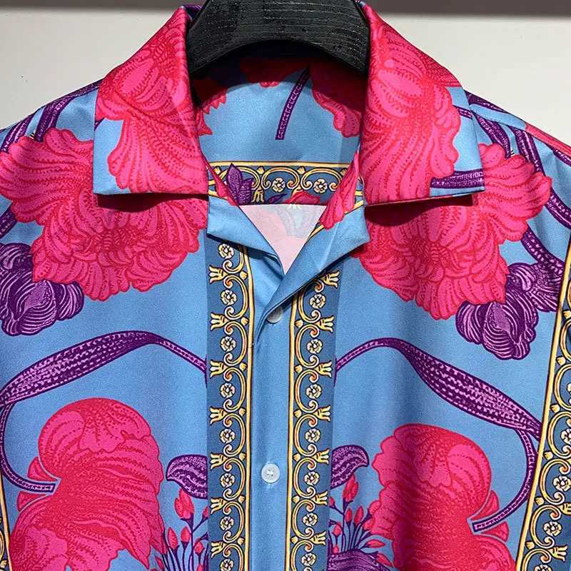Men's T-Shirts Retro Court Colorful Contrast Print Mens Short sleeved Street Clothing Summer Hawaii Casual Shirt Mens Street Chemical Mens J24040