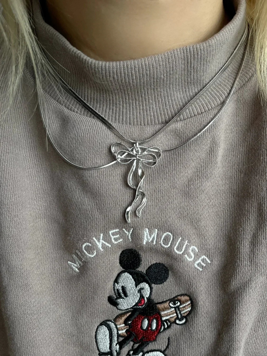 Vintage Jewelry Snake Bone Chain Bow Pendant Necklace Kawaii Necklace Korean Fashion Y2K Necklace Female Charm Accessories Punk 241107