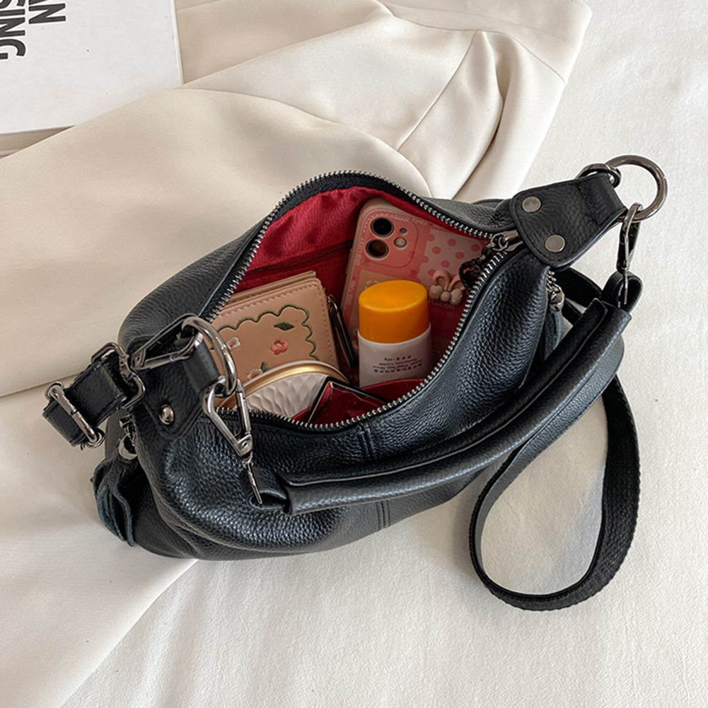 Women Fashion Shoulder Bag Large Capacity Cowhide Casual Satchel Bag Adjustable Strap Vintage Underarm Bag for Outdoor Travel