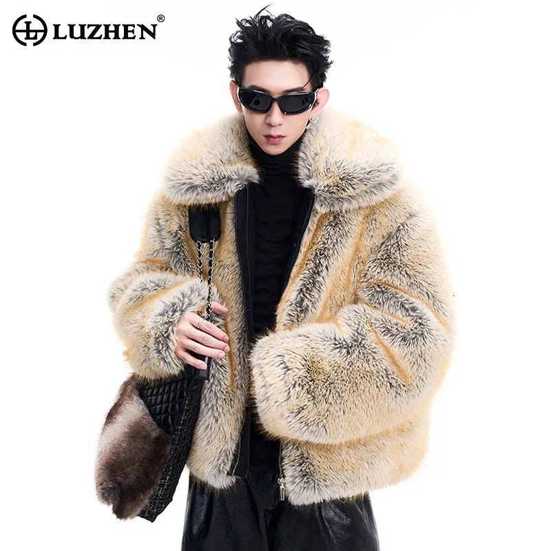 LUZHEN High end Mink Thick Coat for Winter Handsome High quality Niche n Artificial Fur Top for Men LZ6797 241107
