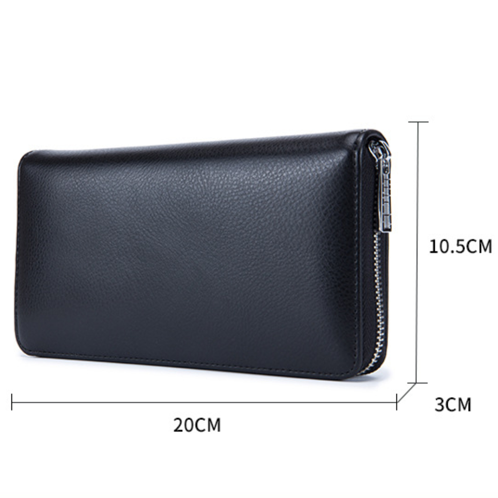 Multifunctional Genuine Leather Long Wallet Passport Bag Rfid Card Pack Large Capacity Business Card Bag for Men and Women
