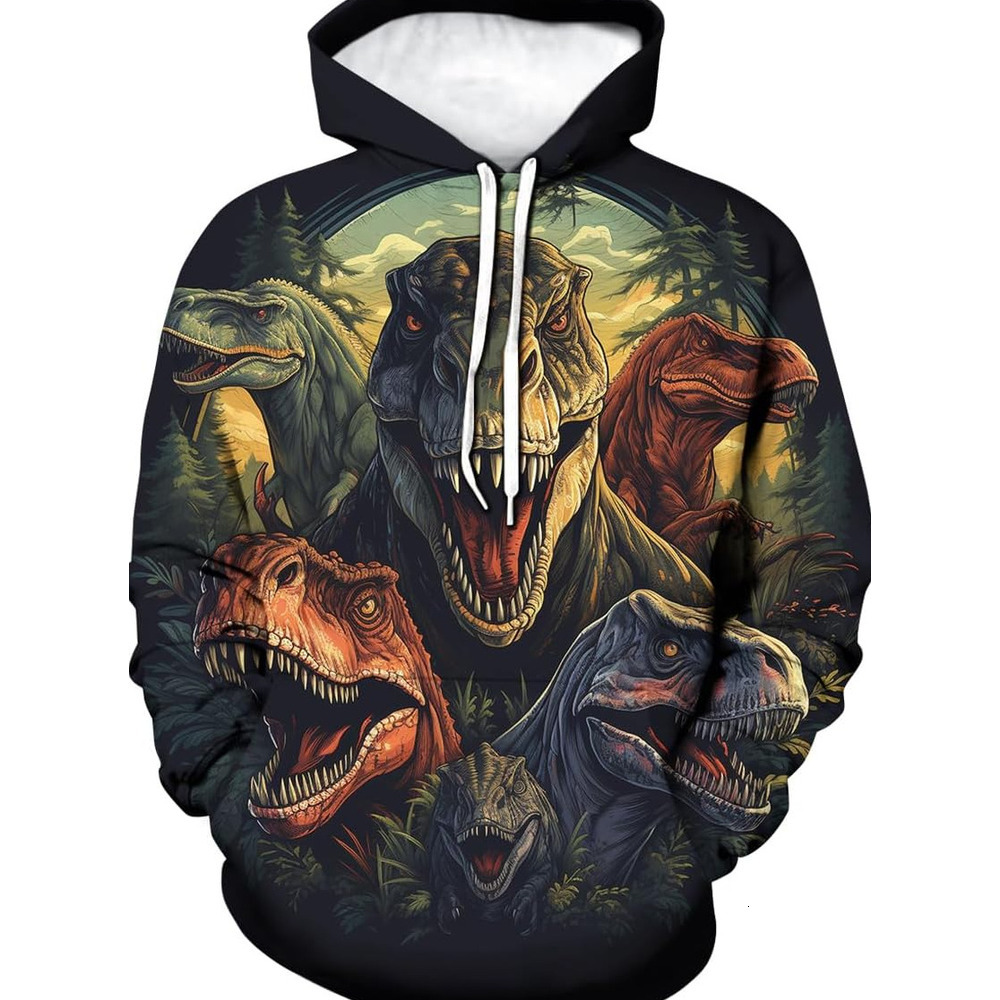 Hoodie for Mens Womens Men Psychedelic Dinosaur Graphic Hoodie Hoodies Colorful Animal King Pockets Long Sleeve Pullover, Black Graphic Cool patterns
