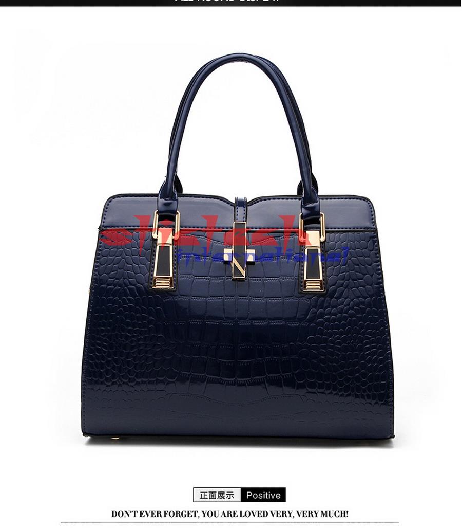 by dhl or ems 50pcs Fashion Alligator Patent Leather Women Handbag Medium Women Bag Cross Lock Design Women Handbags