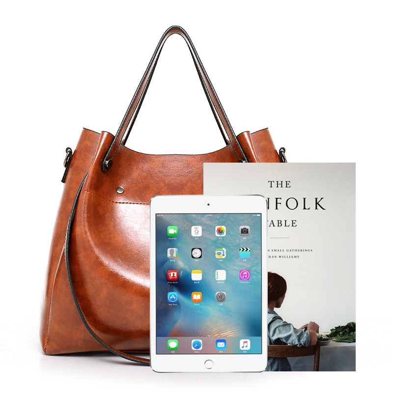 2024 Women Casual Solid Pu Leather Shoulder Bucket Fashion Composite Bag Crossbody Soft Shopping Ladies Lash Package Soft