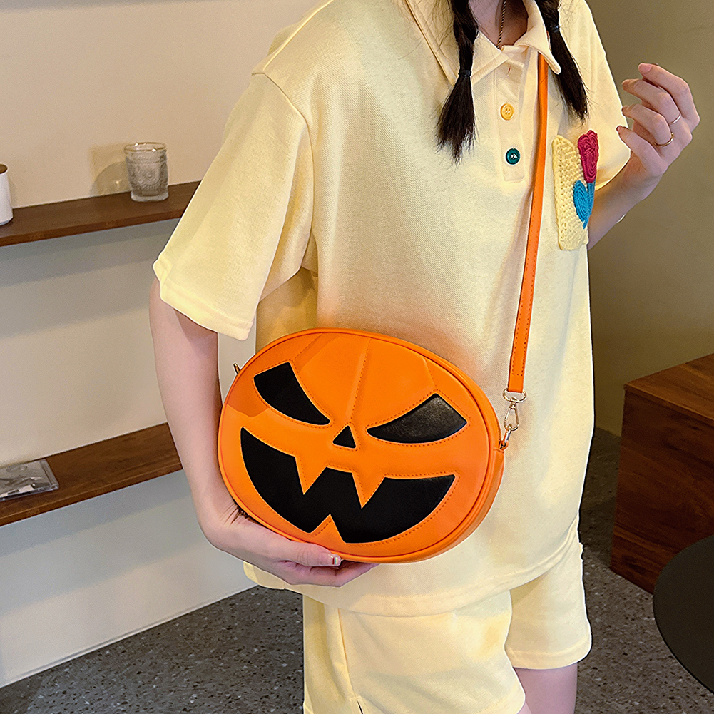 Halloween Pumpkin Shoulder Bag Women Halloween Gift Candy Bag Cartoon Handbag Devil Funny Demon Messenger Crossbody Bag Purse