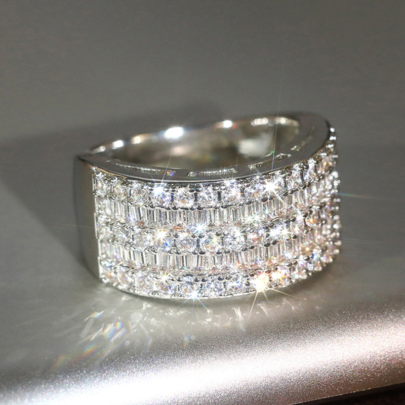 Choucong Handmade Sparkling Wedding Rings Luxury Jewelry 925 Sterling Silver Princess Cut White 5A Cubic Zircon CZ Diamond Party Women Engagement Band