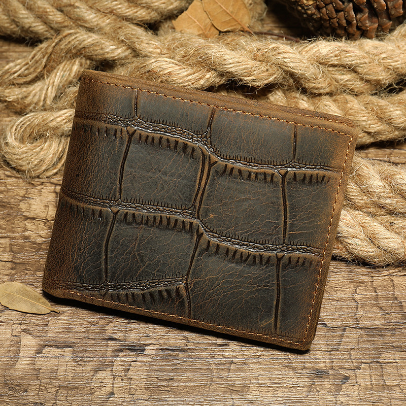 Vintage Designer Men Wallet Genuine Leather Cowhide Wallet RFID Blocking Card Holder Bifold Brand Luxury Short Pocket Purse Gift