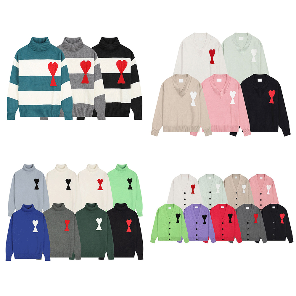 PULL polo sweater Designer Mens Knit Jumpers AmiKnitwear Women Cardigan Shirts Cotton Sweats Paris Streetwear Winter Fashion Knitwear