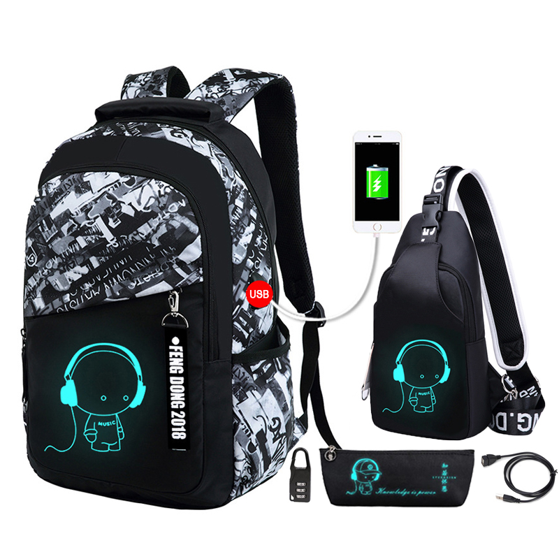 Luminous Kids School Backpack Boys Waterproof Durable School Bags for Boy High School Students Bookbag Mochilas Escolares