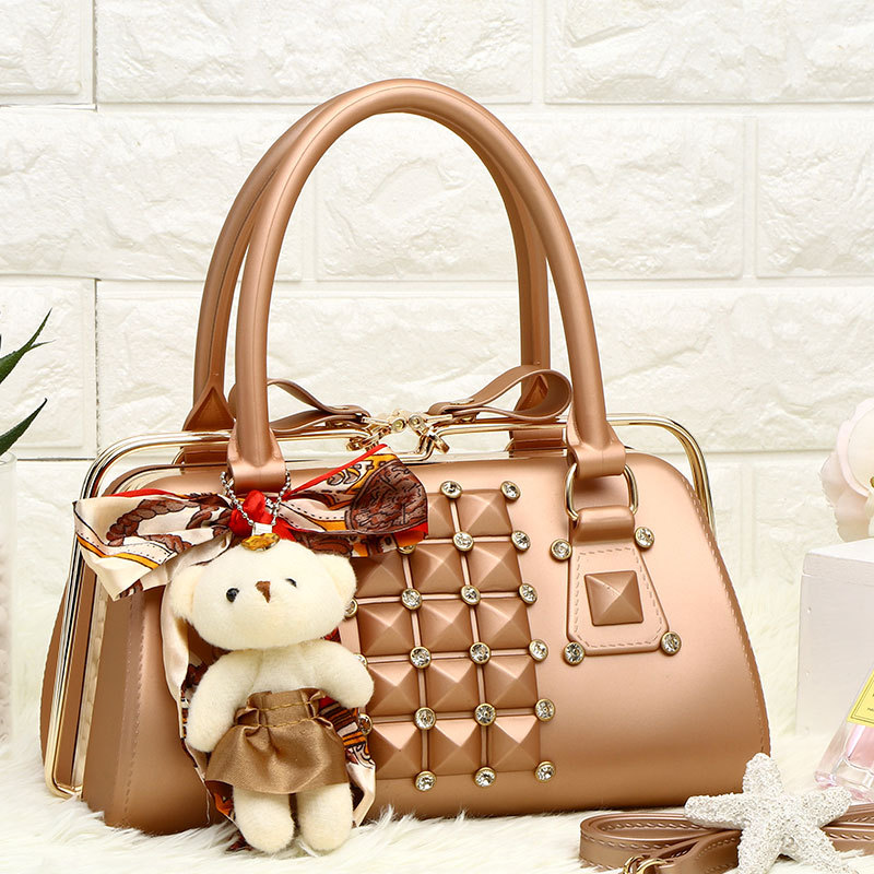 2021 Women's Portable Clip Bag Casual Fashion Jelly Bag Korean Version with Diamond Solid Color Large Capacity Bag
