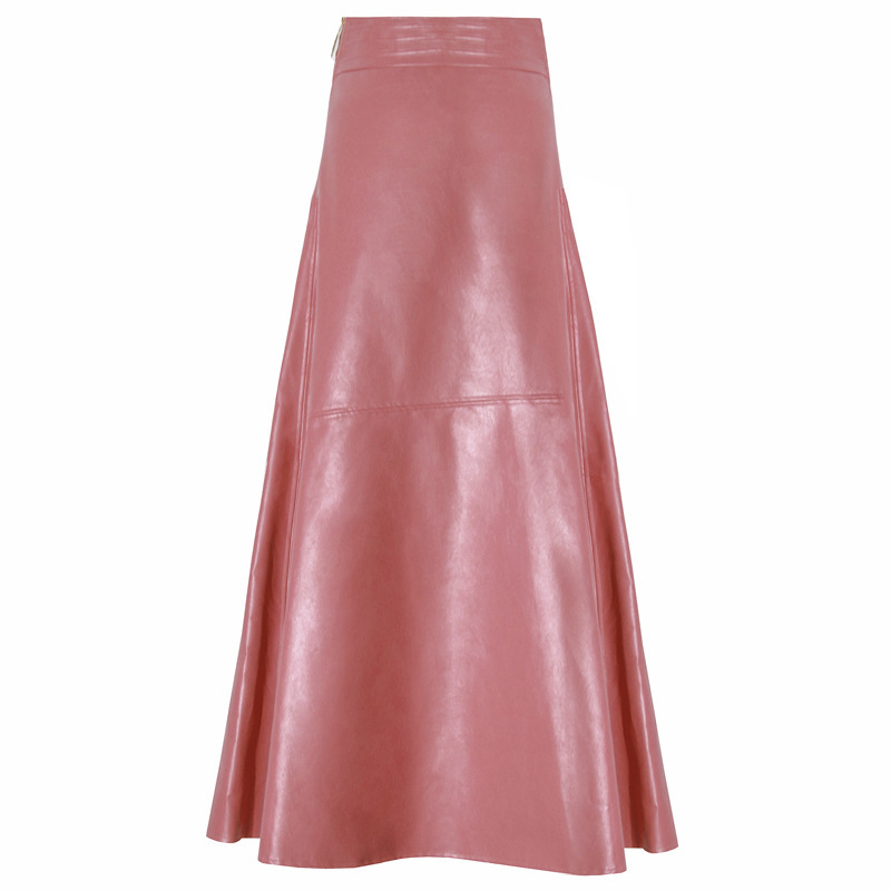 Faux Leather Maxi High Waist A E Long Black Skirt For Women | Stylish Korean Fashion Clothing