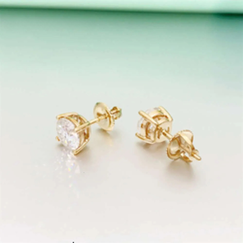 Hot Selg Top Quality Stud Earring Pass Dia Tester Screw Back Hip Hop 10K Solid Gold Earrings Moissanite Jewelry
