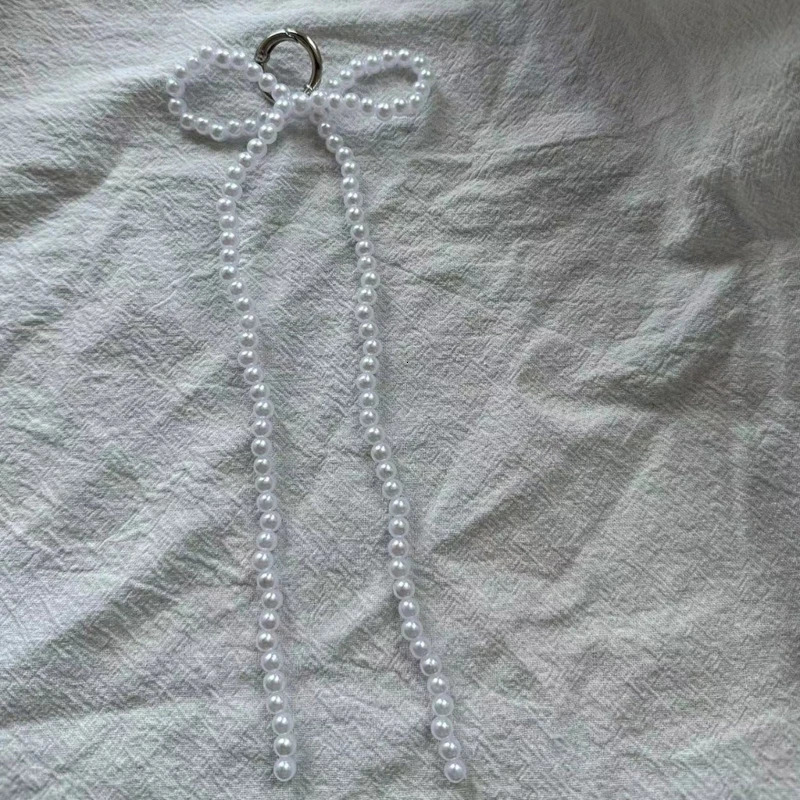 Pearl Bow Knot Keychain Pendant Handmade Phone Charm Keyring Fashion Longbow Decoration Backpack Phone and Bag 241107