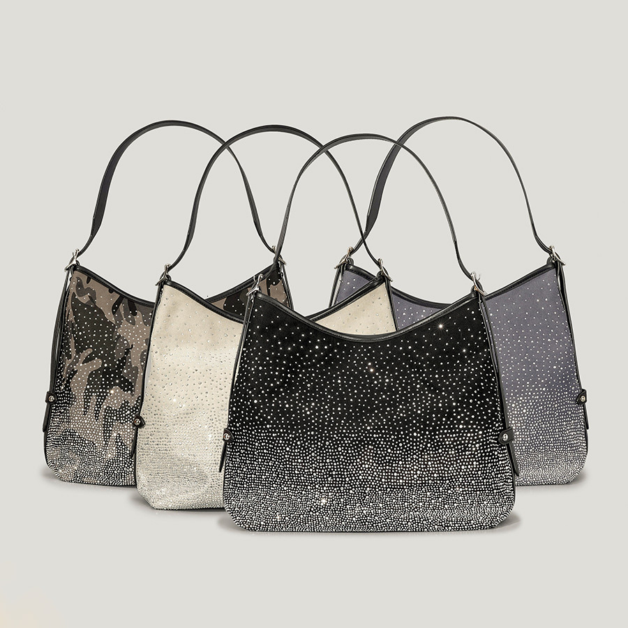 New retro shiny diamond women's handbag fashionable designer shoulder bag high-quality large capacity shopping wallet