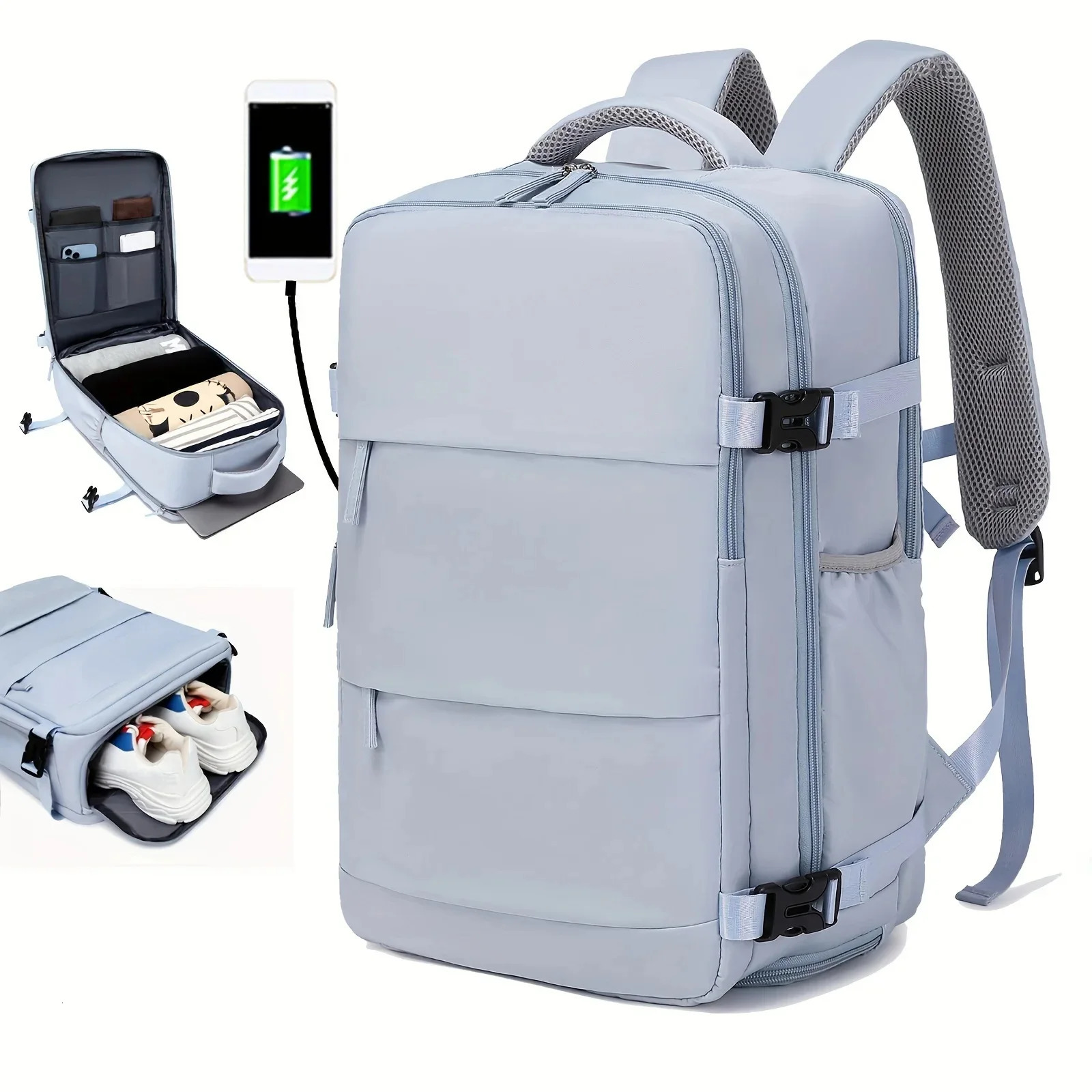 Womens large capacity travel multifunctional backpack with shoe storage compartment multi-layer dry wet separation waterproof 241106