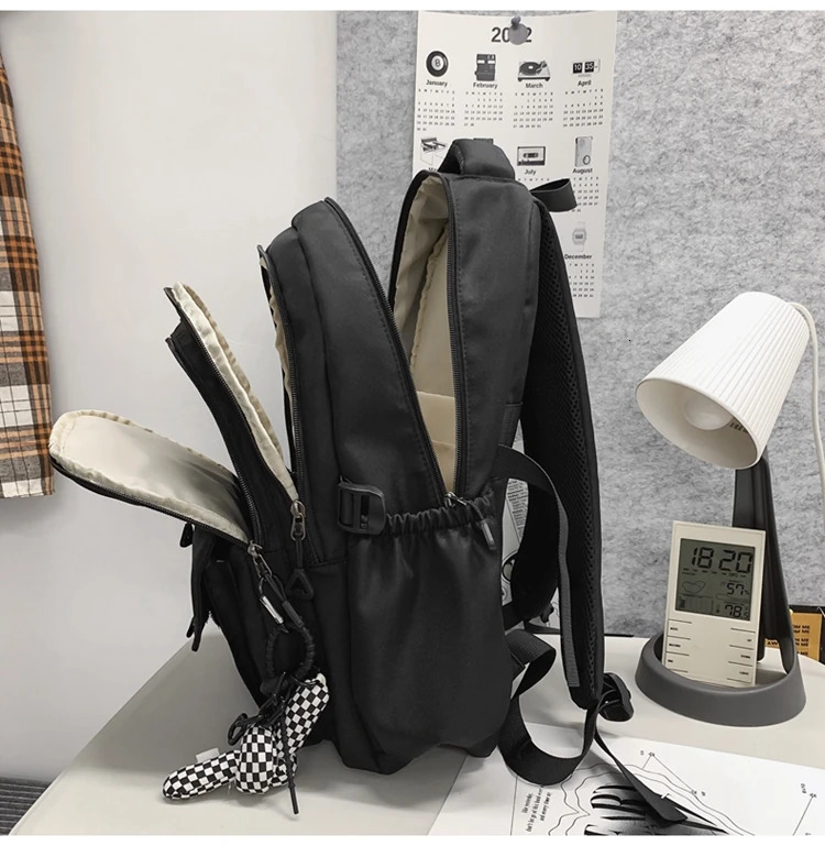 Simple student bag solid color school bag youth large capacity travel backpack high-quality canvas school bag fashionable bag 241107