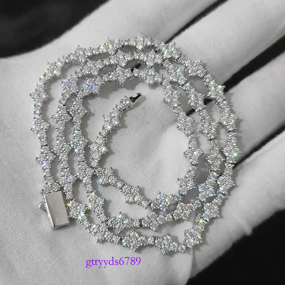 Nuoya 6.5mm Iced Out Vvs Dia wer Shape Hip Hop Jewelry Sterg Sier Moissanite Tennis Chain Necklace