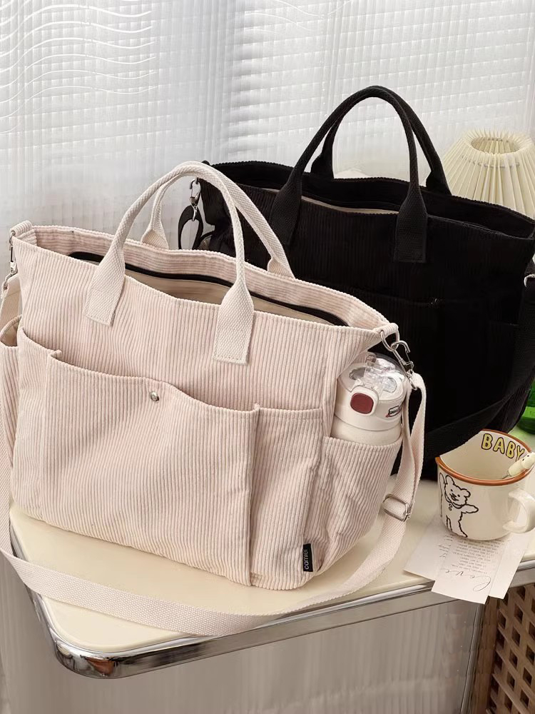 Hylhexyr Square Thickened Corduroy Handheld Shoulder Bag Solid Color Shopping Bags Female Student Leisure Handbag