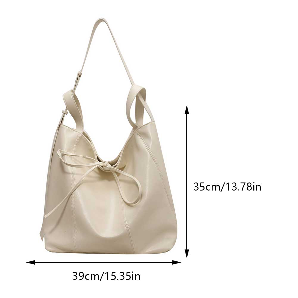 Retro PU Leather Underarm Bag Large Capacity Casual Shoulder Purse Stylish Bowknot Satchel Purse Hobo Bag for Women and Girls