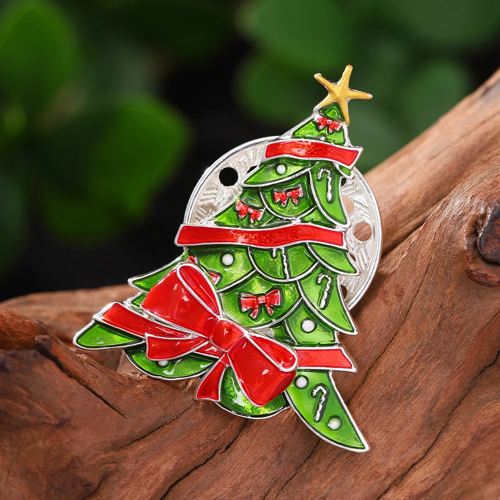 Cring Coco Christmas Tree Brooch Fashion Magnetic Buckle Brooch Enamel Jewelry Womens Party Christmas Gift Version 241107