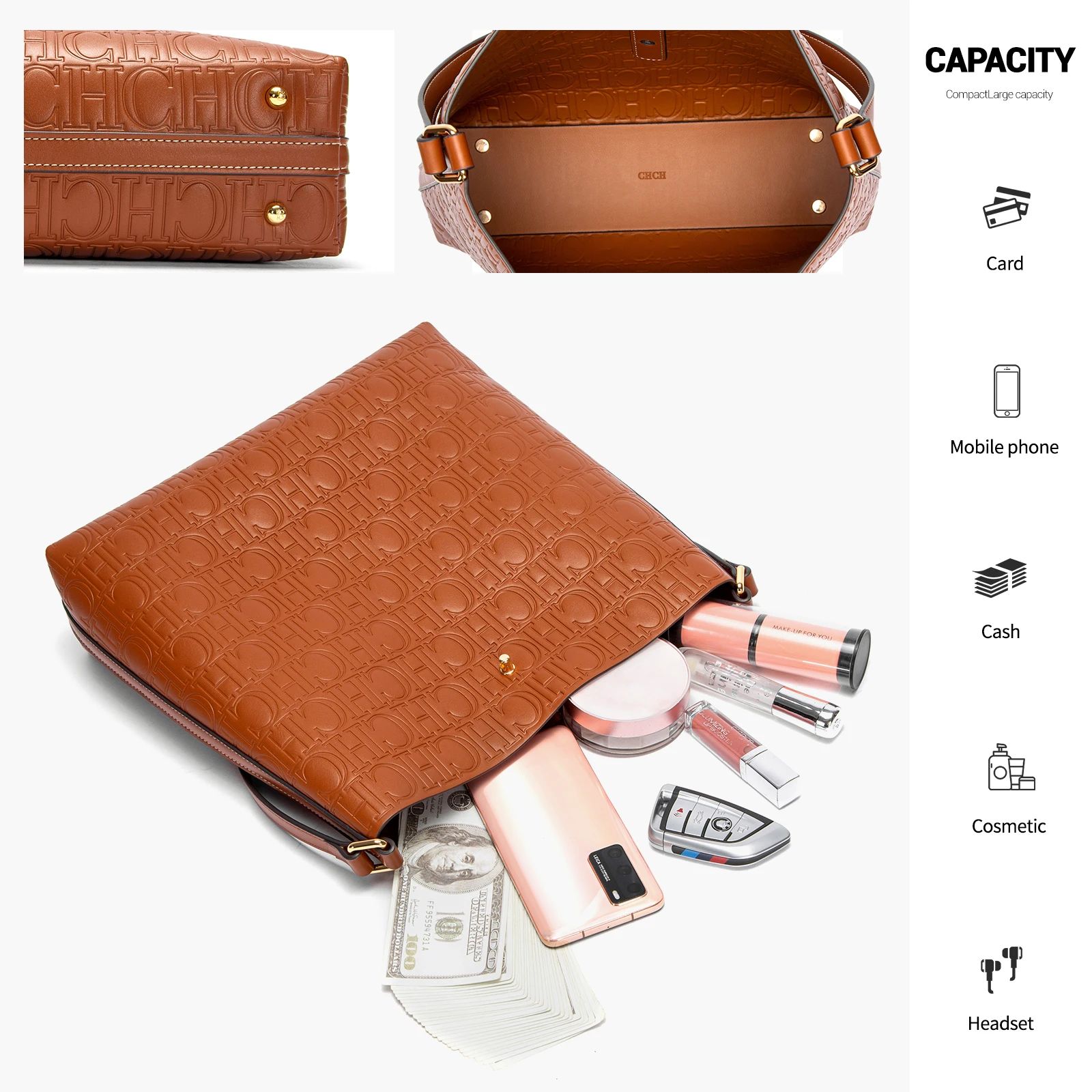 Vintage Bags Pure Color Women's Tote - Retro Classic Letter Print Large Capacity Versatile hot Style Fashion Shoulder Bag