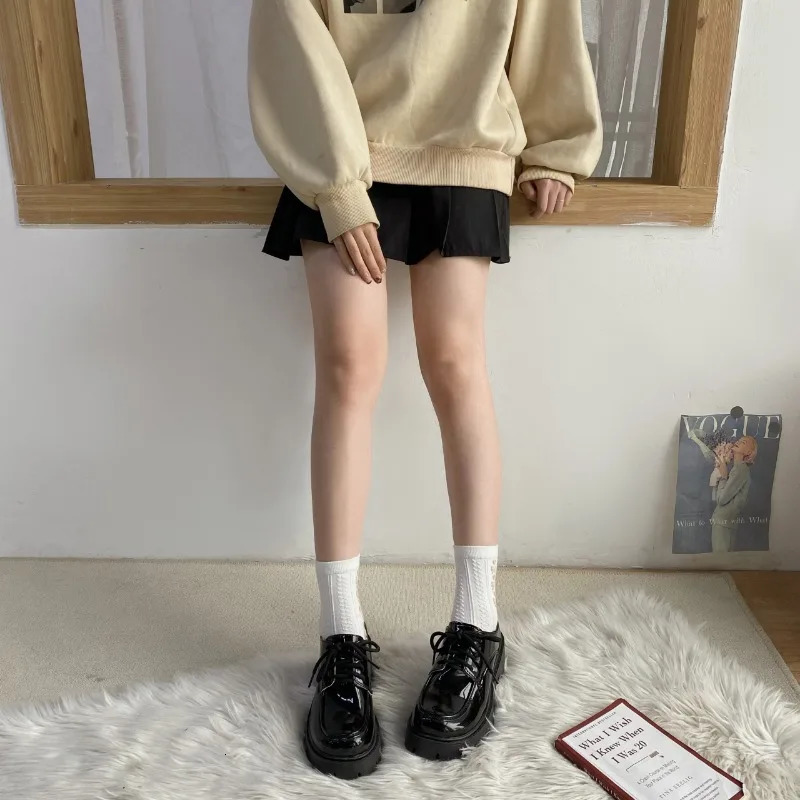 Uniform shoes small leather shoes British girl Japanese wild black retro Mary Jane shoes Lolita platform shoes low Hee 241106