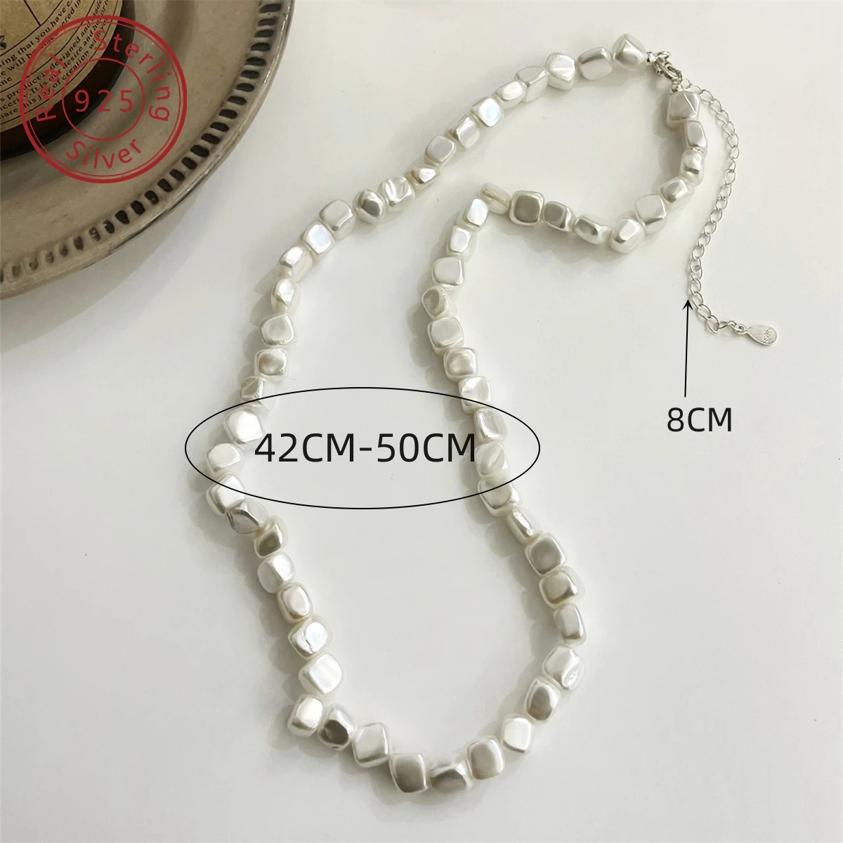 925 silver irregular shell pearl necklace Korean style minimalist style suitable for daily activities 241107