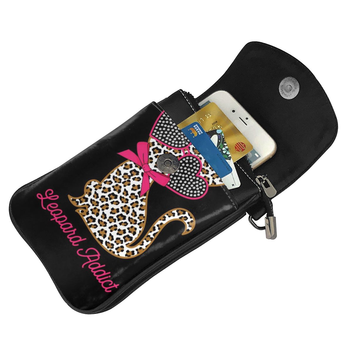 Mini Mobile Phone Bag Leopard Print Element Messenger Bag Small Shoulder Bag Cute Cat Outdoor Pouch Casual Purse Wholesale